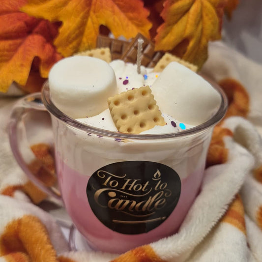 CozyMallow geurkaars in roze sojawas, luxe glazen pot marshmallow geur, ca. 40 uur brandduur