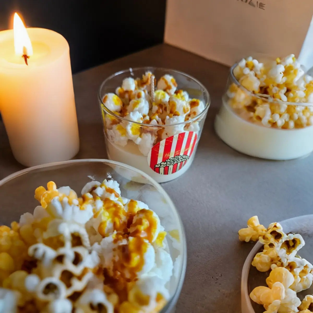 Bundel popcorn geurkaarsen perfect als cadeau of traktatie