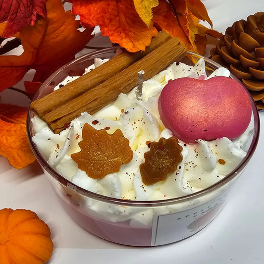 Herfst geurkaars in glas met appel kaneel geur