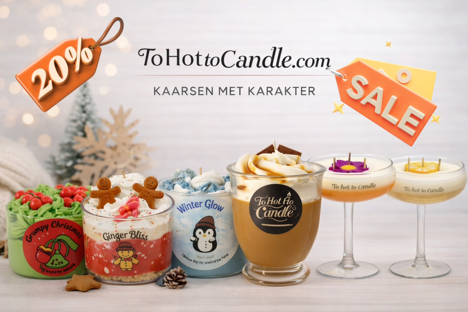 Wintervoordeel luxe geurkaarsen - ToHotToCandle, kaarsen met karakter