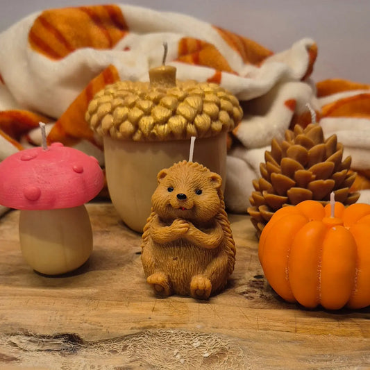 Herfst Kaarsen Set 5-delig | Pompoen, Egeltje & Eikel | Sojawas