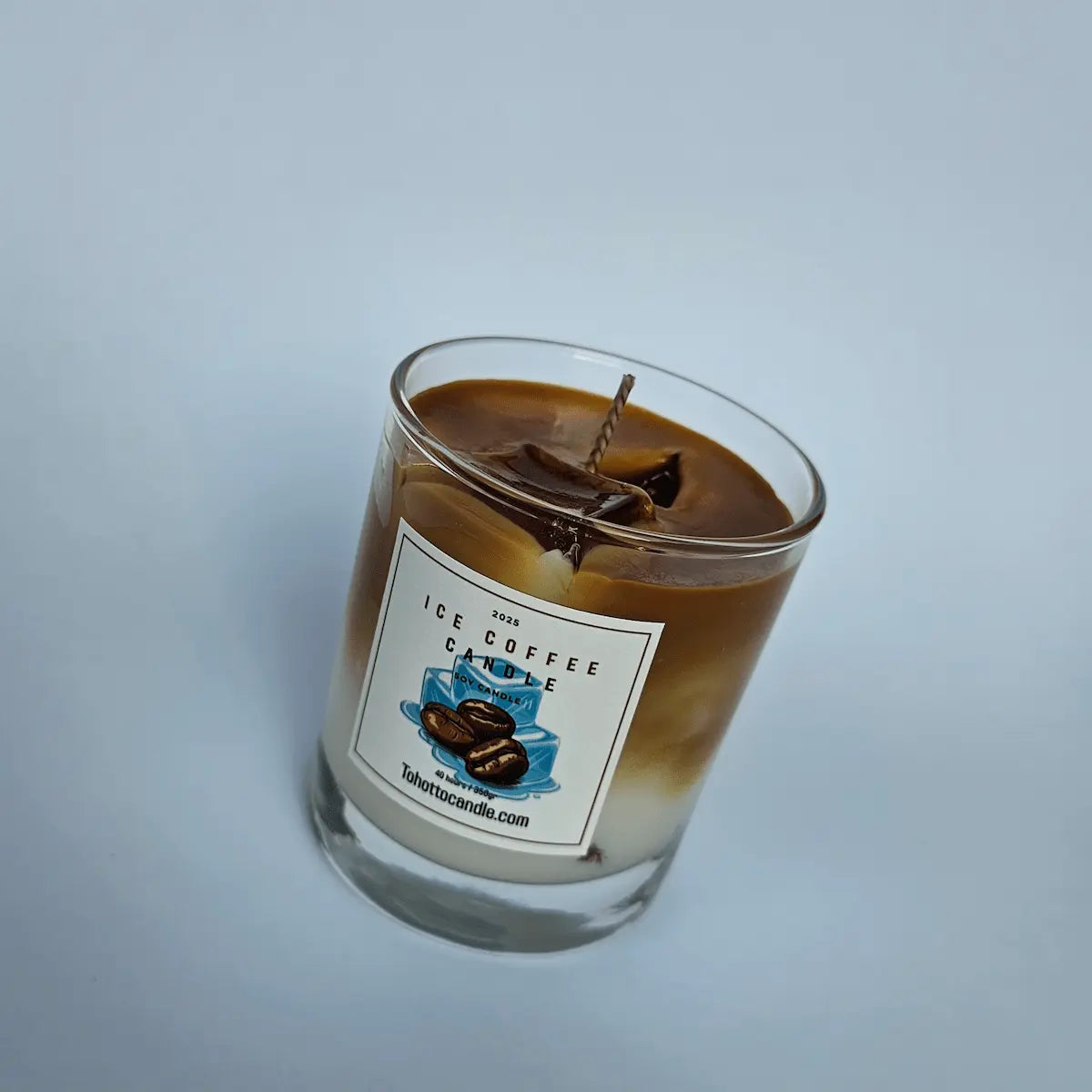 ToHotToCandle Ice Coffee Candle met koffieboon label realistische lattegeur