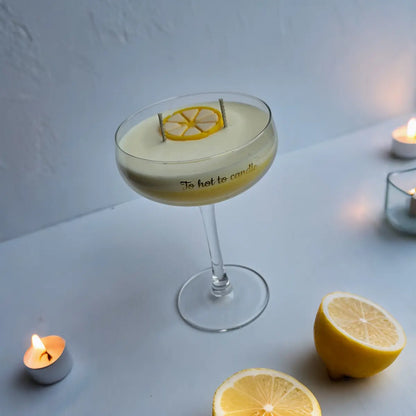 Citroen-geurkaars in cocktailglas - handgemaakt met natuurlijke ingrediënten